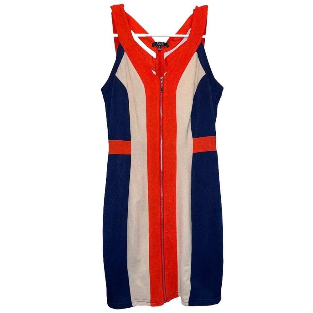 Alt. B Colorblock Retro Mod Sleeveless Sheath Dress size Medium